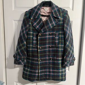 Sundance Catalog Multicolor “Tea & Toast Plaid Coat” Size PXXS